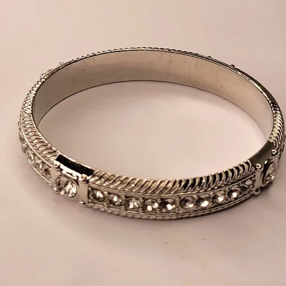 Silver Bangle with Crystals - Picture 12 of 15